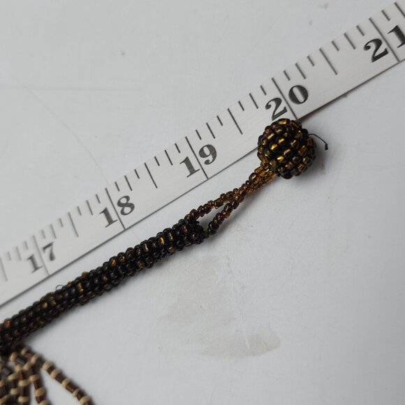 Handcrafted Brown Tan Multi-Strand Beaded Bib Necklace With Earthy Tones - Picture 5 of 5